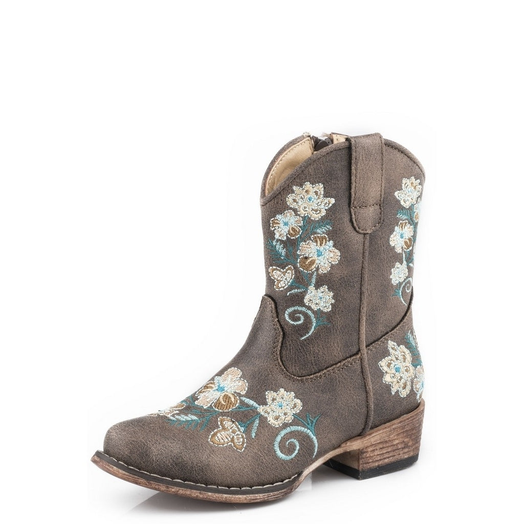 Roper Western Boots Girls Zipper Embroidered Brown 09-017-1566-2457 BR Image 1