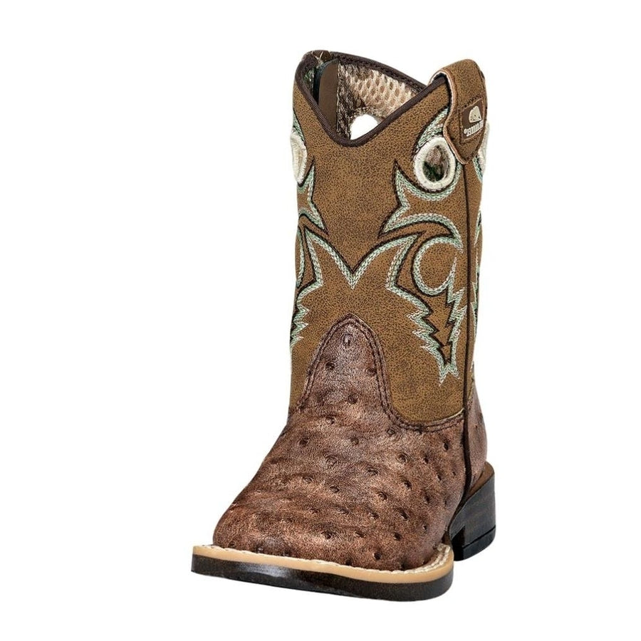 Double Barrel Western Boots Boys Brant Square Faux Ostrich 4410102 Image 1