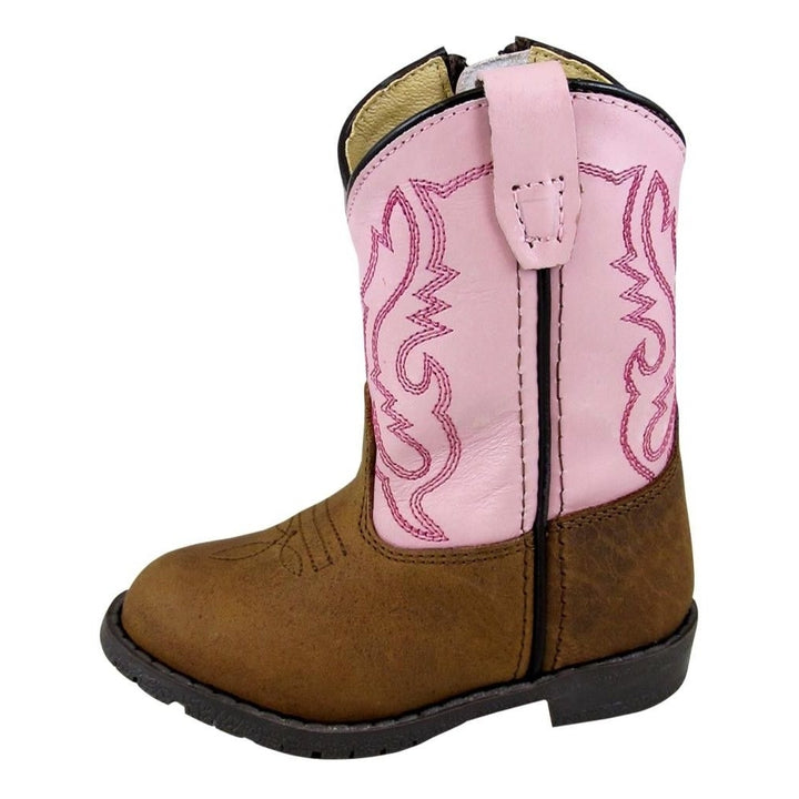 Smoky Mountain Western Boots Girls Hopalong Leather Brown Pink 3246T Image 1