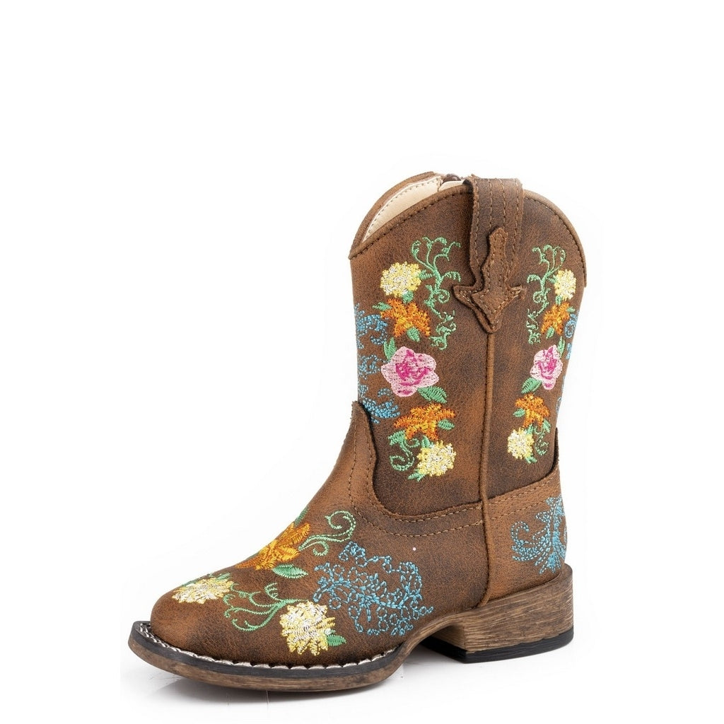 Roper Western Boots Girls Bailey Floral 6" Tan 09-017-1903-3438 TA Image 1