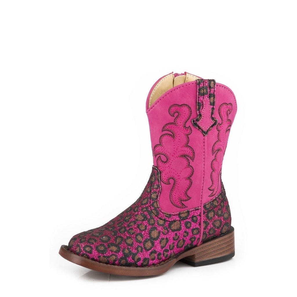 Roper Western Boots Girls Glitter Zip Pink 09-017-1901-3362 PI Image 1