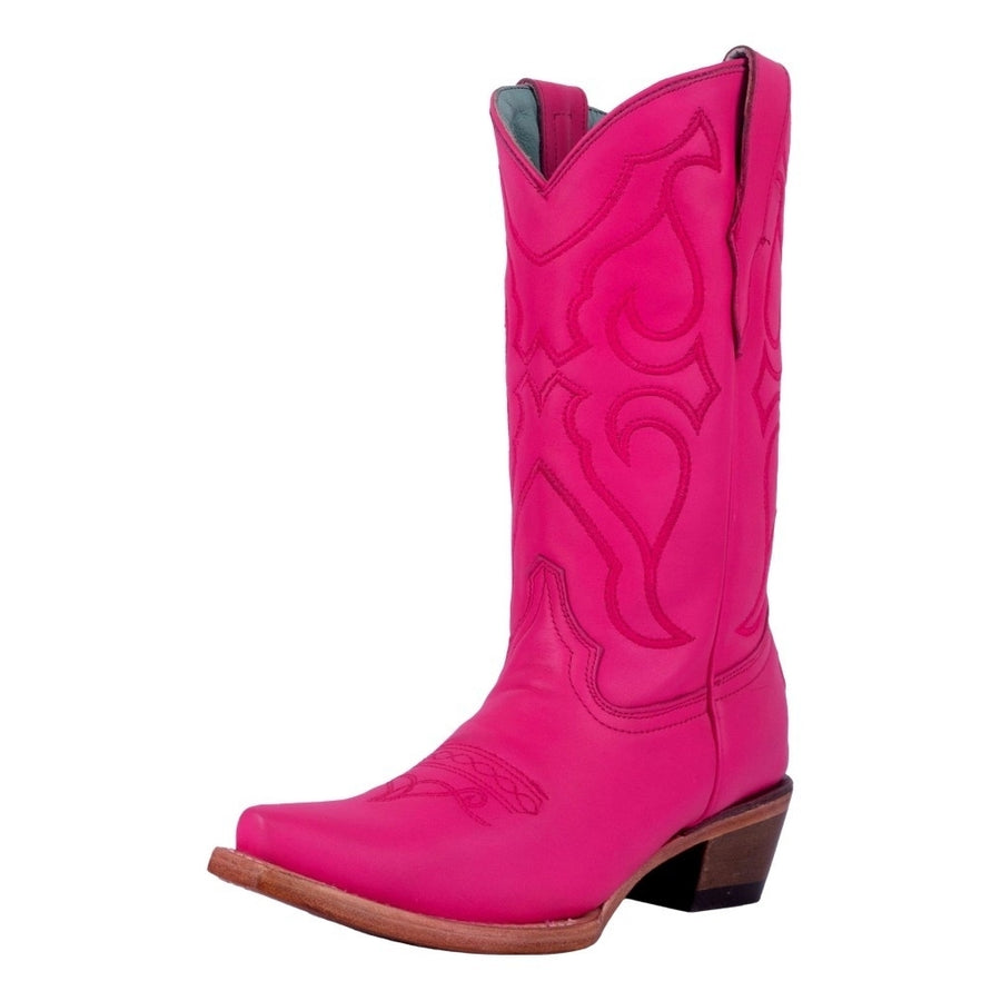 Corral Western Boots Girls Leather Embroidery Snip Toe Fuchsia T0148 Image 1