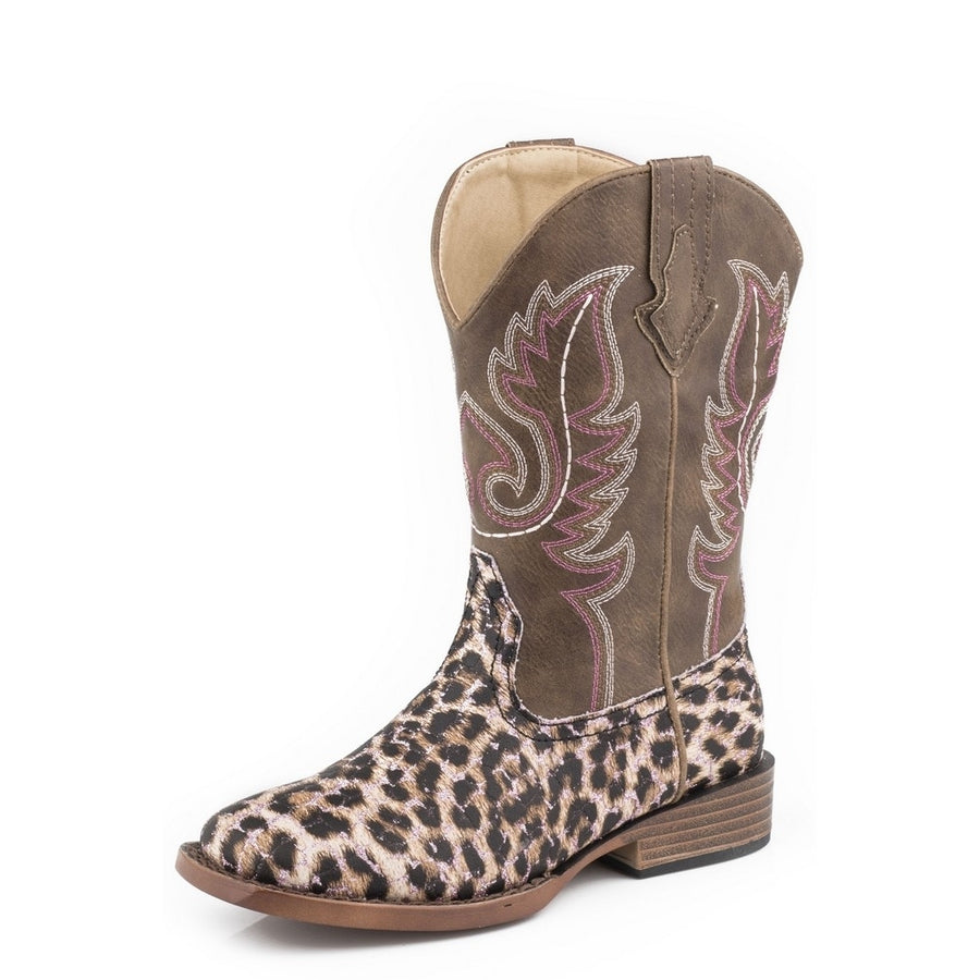 Roper Western Boots Girls Glitter Leopard Pink 09-018-1901-2565 PI Image 1