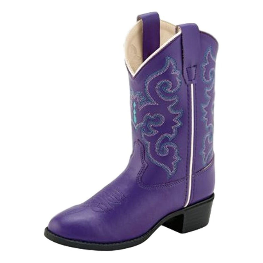 Old West Cowboy Boots Girls Stitching Pull Straps PVC Purple VR9125 Image 1