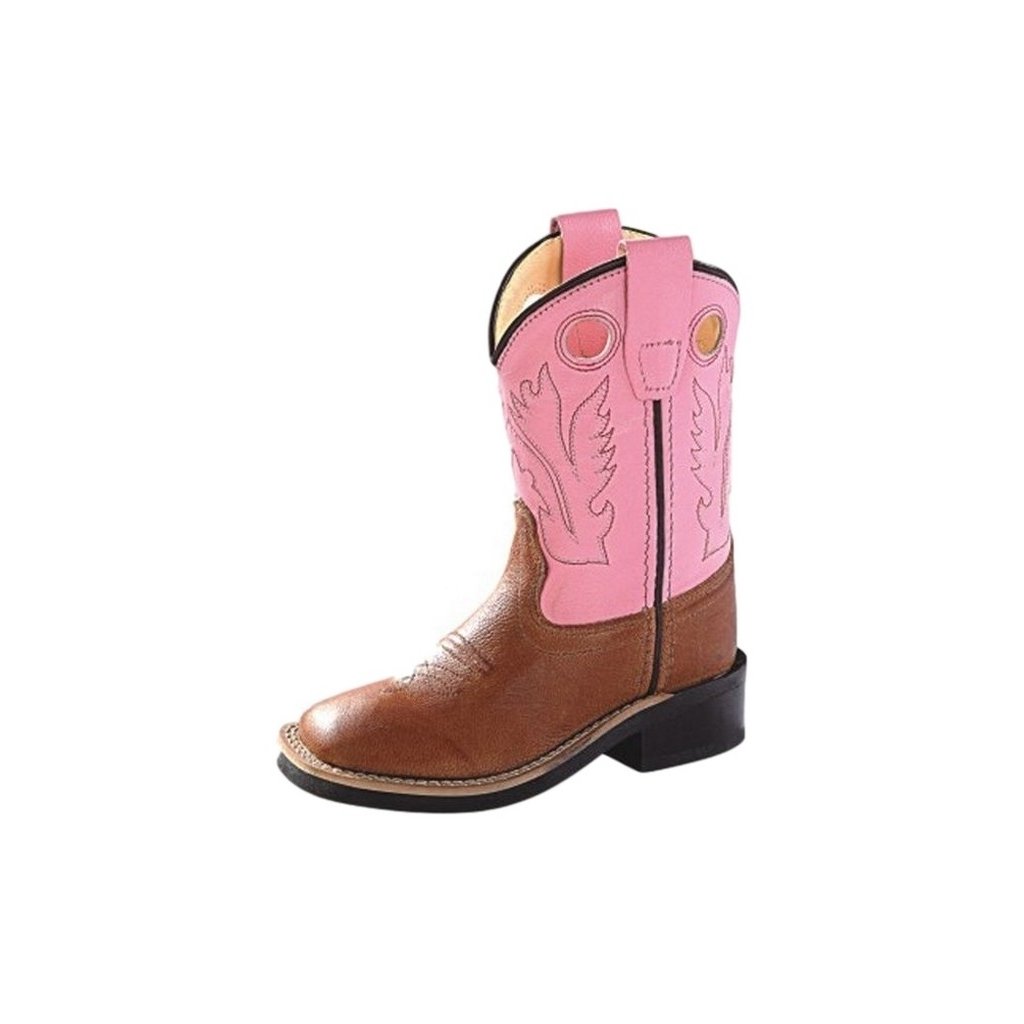 Old West Western Boots Girls Rubber Outsole Tan Canyon Pink BSI1839 Image 1