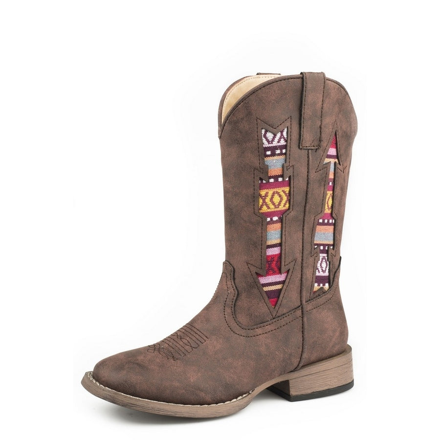 Roper Western Boots Girls Double Arrows Faux Brown 09-018-1903-2481 BR Image 1