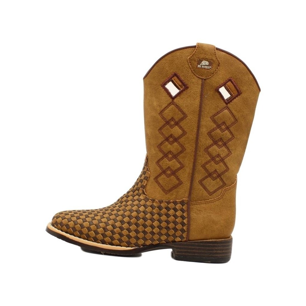 Double Barrel Western Boots Boys Logan Basketweave Tan Choc 443000292 Image 1