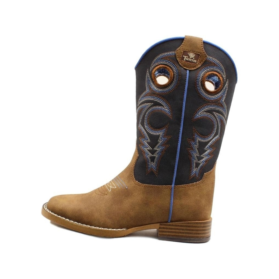 Twister Western Boots Boys Ben Zipper TPR Outsole Navy Brown 446001202 Image 1