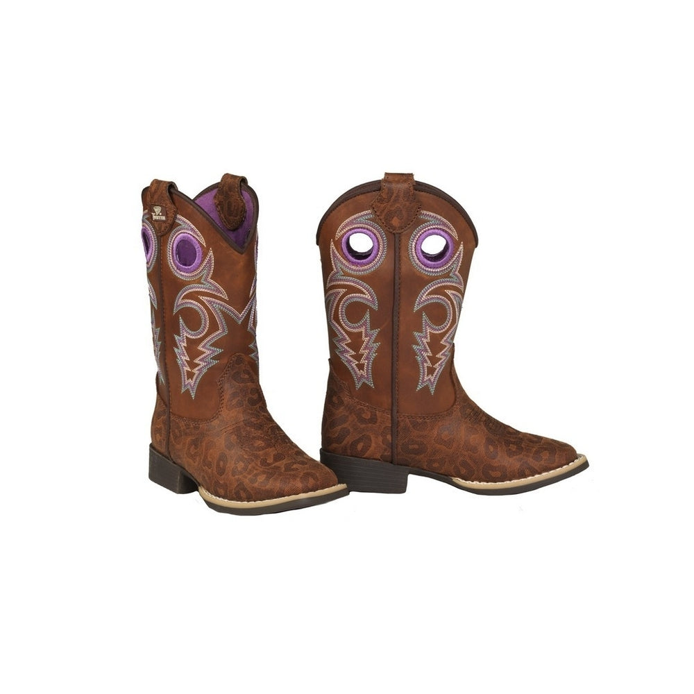 Twister Western Boots Girl Dottie Square Toe Stitching Brown 446003502 Image 2