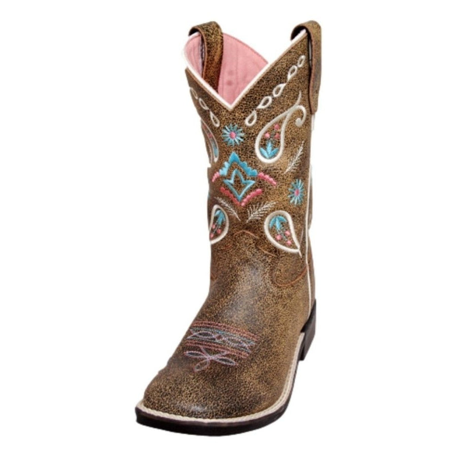 Cowboy Legend Western Boots Girls Square Toe Pull On 775-30K-CTR Image 1