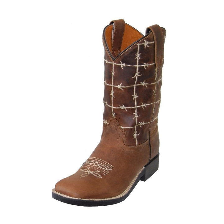 Cowboy Legend Western Boots Boys Square Toe Pull On 738-30K-CTR Image 1