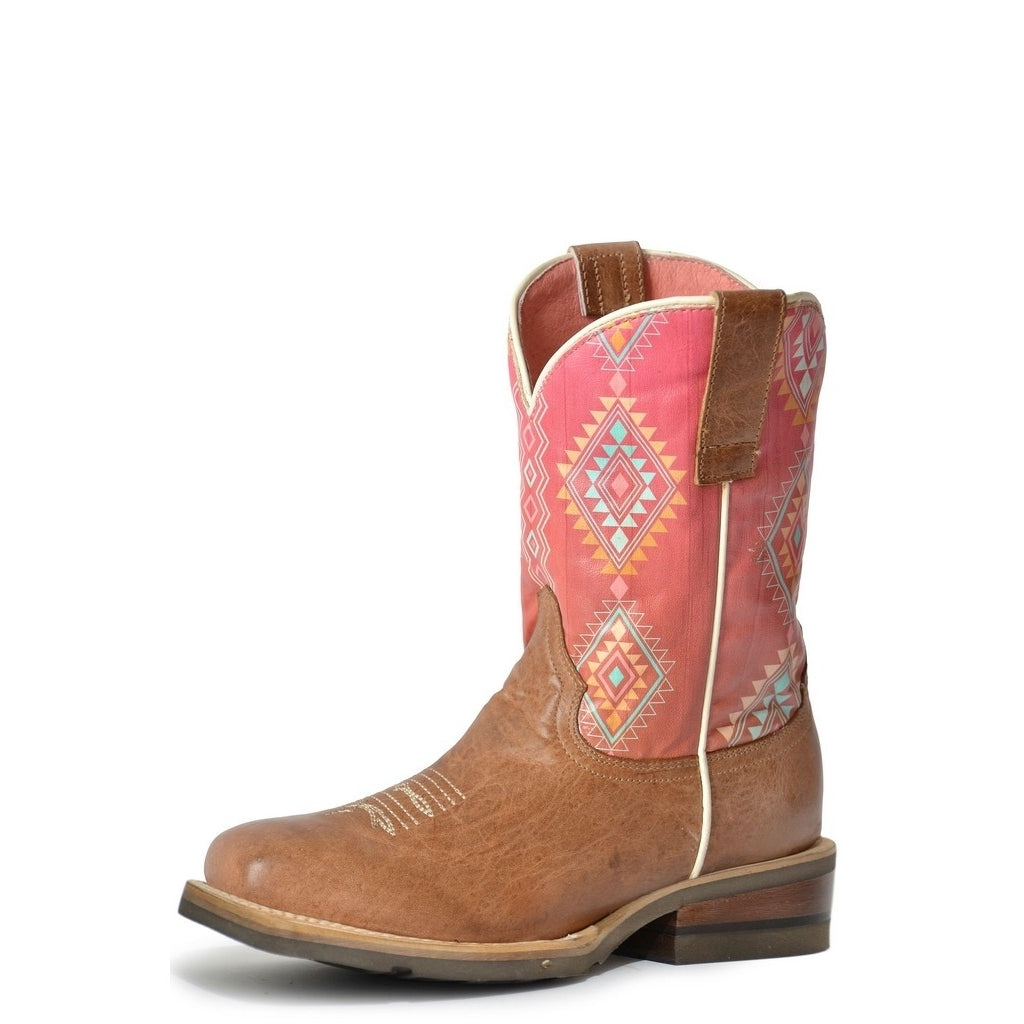 Roper Western Boots Girls Printed Aztec Dakota Tan 09-018-9991-0151 TA Image 1