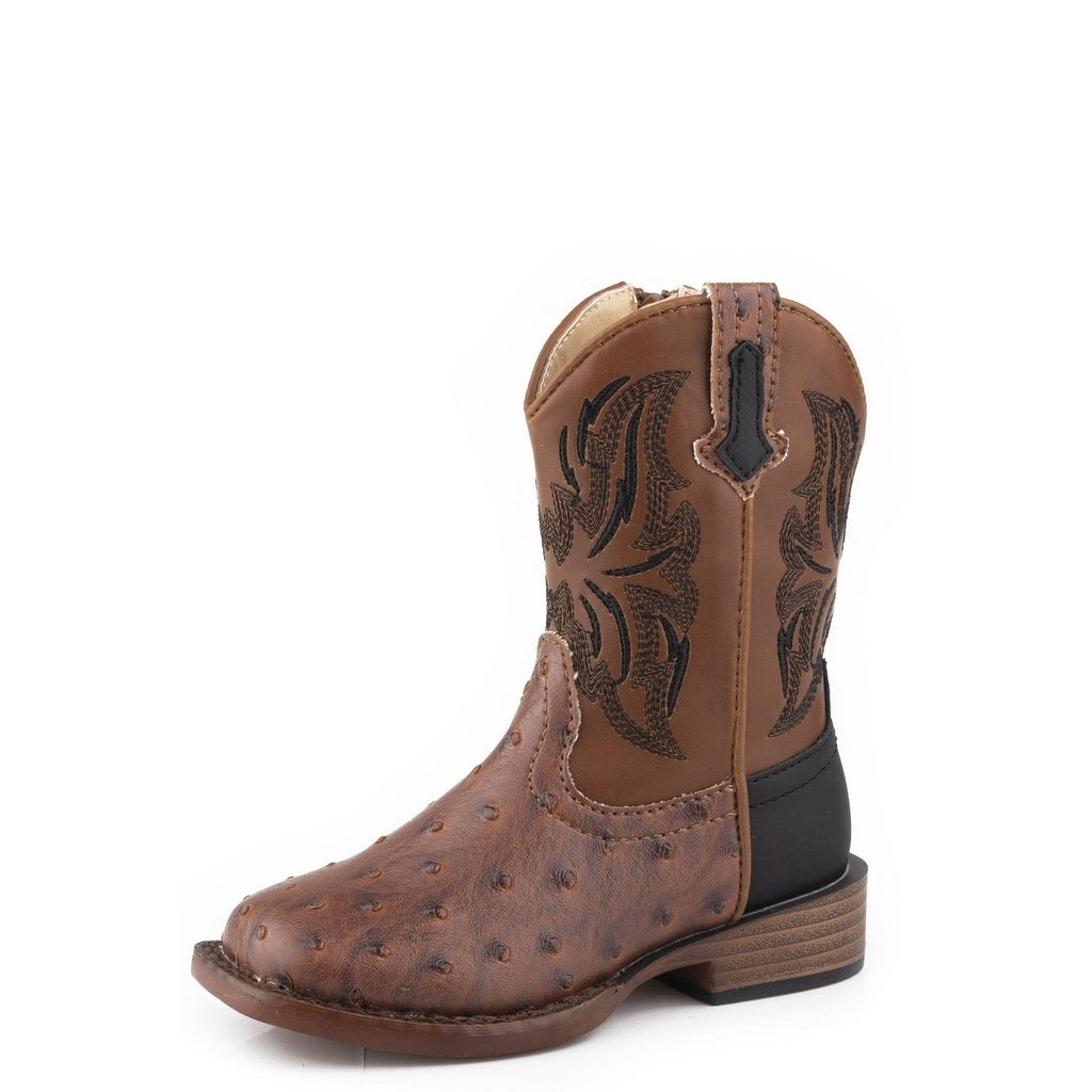 Roper Western Boots Boys Zip Dalton Ostrich Tan 09-017-1900-3118 TA Image 1