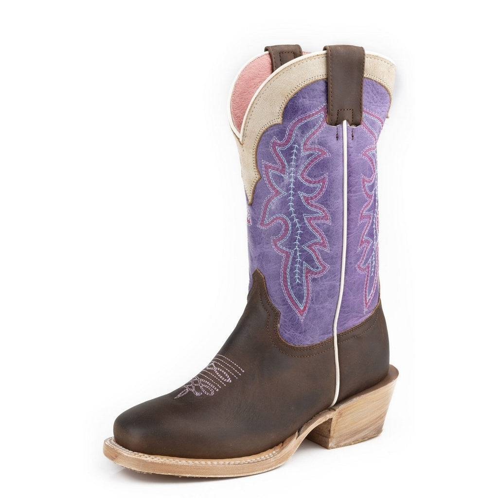 Roper Western Boots Girls Lilac Leather Brown 09-018-7027-8626 BR Image 1