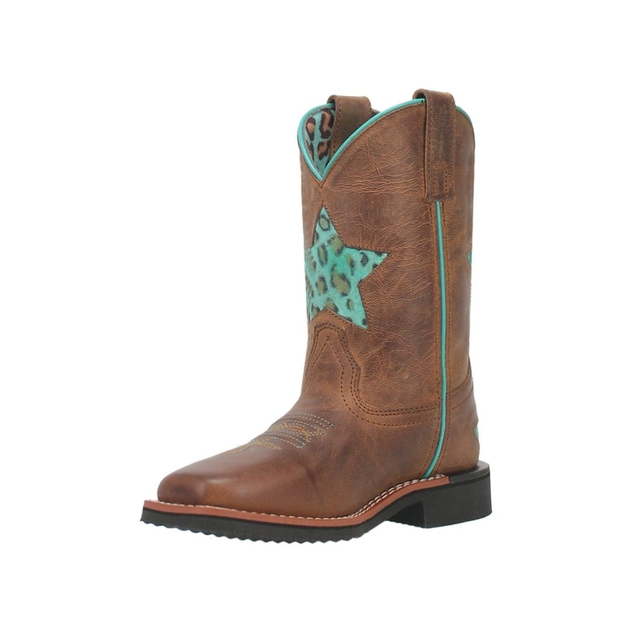 Dan Post Western Boots Girls Starr Inlay Square Toe Brown DPC2828 Image 1