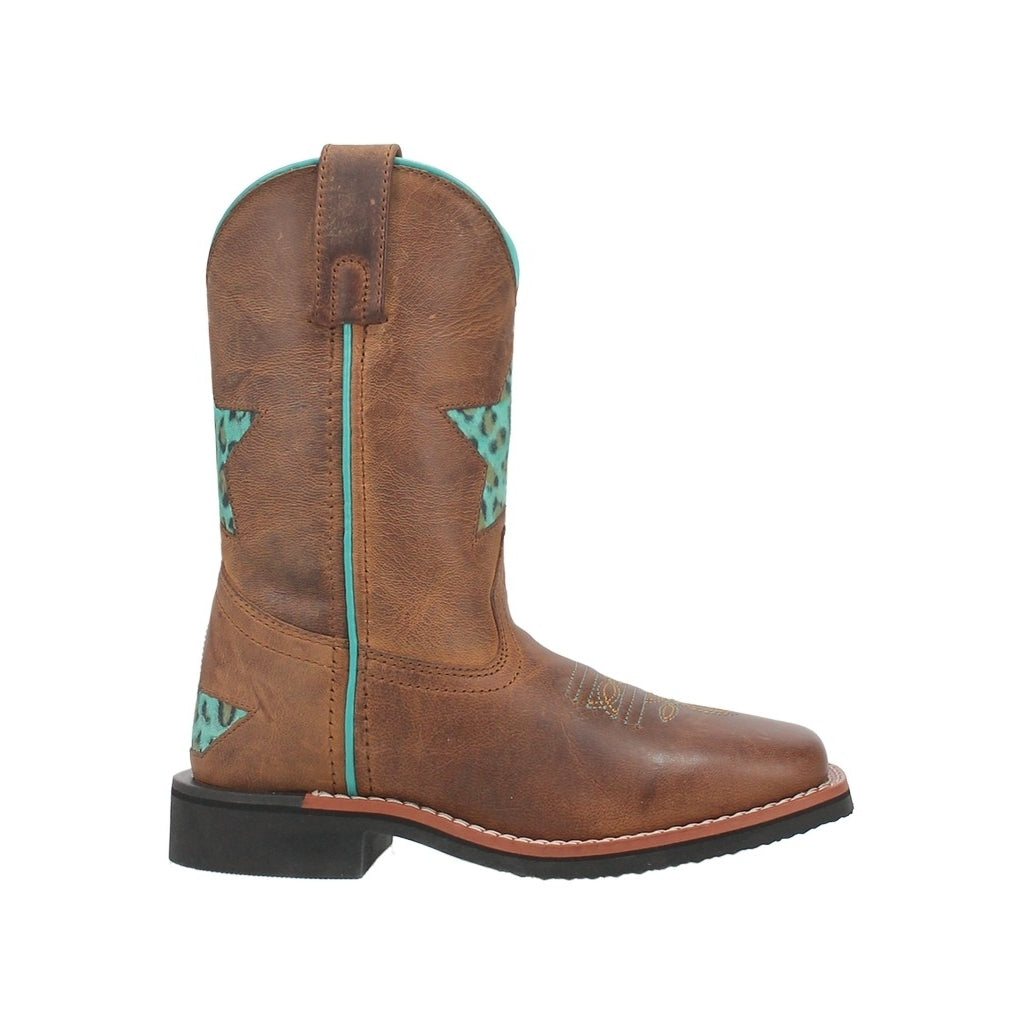 Dan Post Western Boots Girls Starr Inlay Square Toe Brown DPC2828 Image 3