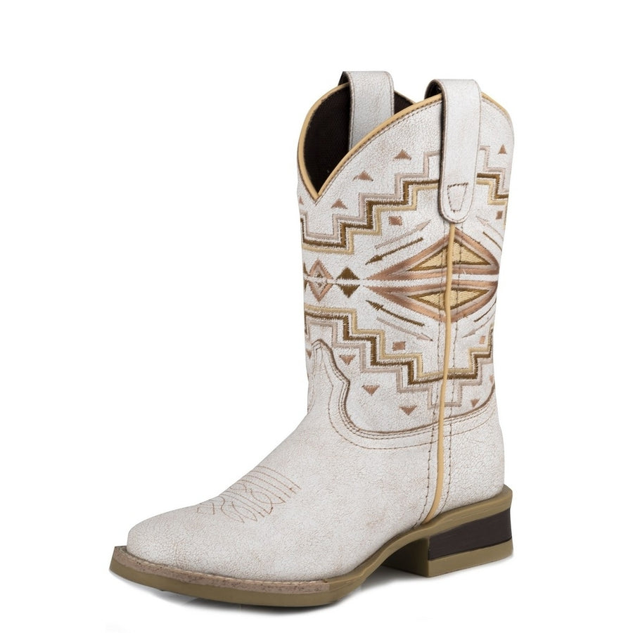 Roper Western Boots Girls Monterey Aztec White 09-018-0912-3315 WH Image 1