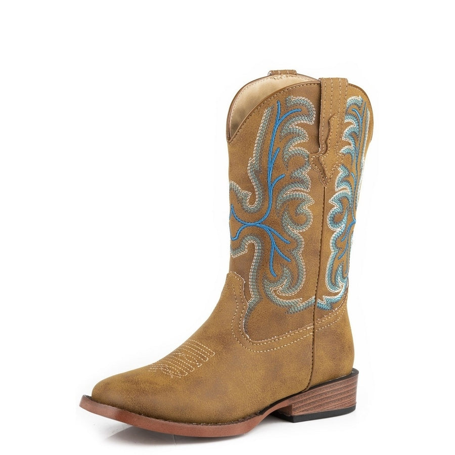 Roper Western Boots Boys Faux Ostrich Dalton Tan 09-119-1900-3370 TA Image 1