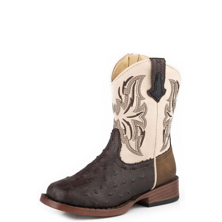 Roper Western Boots Boys Ostrich Dalton Brown 09-017-1900-3369 BR Image 1