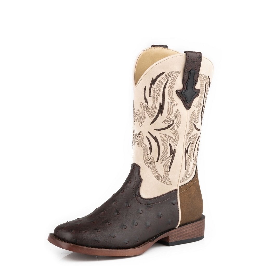 Roper Western Boots Girls Dalton Ostrich Brown 09-018-1900-3369 BR Image 1