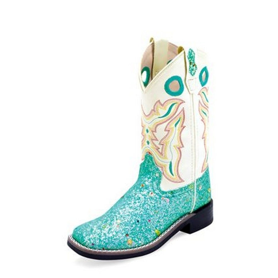 Old West Western Boots Girls Insoles Sparkle TPR Blue VB9186 Image 1