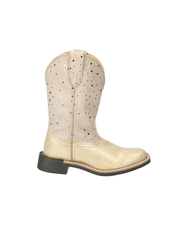 Smoky Mountain Western Boots Girls Starlight Square Gold White 3313C Image 3