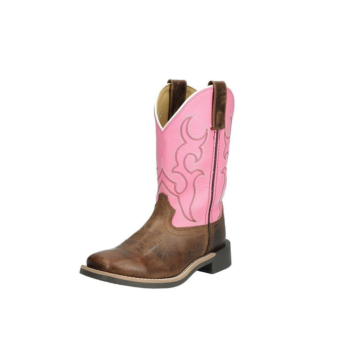 Smoky Mountain Western Boots Girls Jasmine Square Brown Oil Pink 3310C Image 1