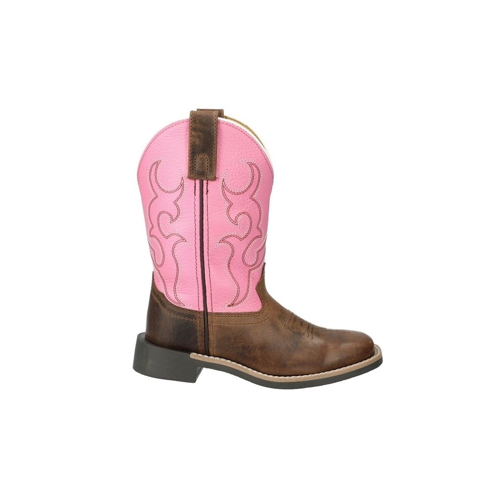 Smoky Mountain Western Boots Girls Jasmine Square Brown Oil Pink 3310C Image 3