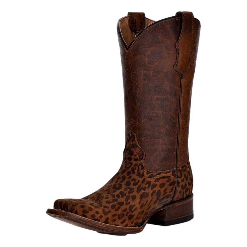 Circle G Western Boots Girls 11" Leopard Print Saddle Tan J7108 Image 1