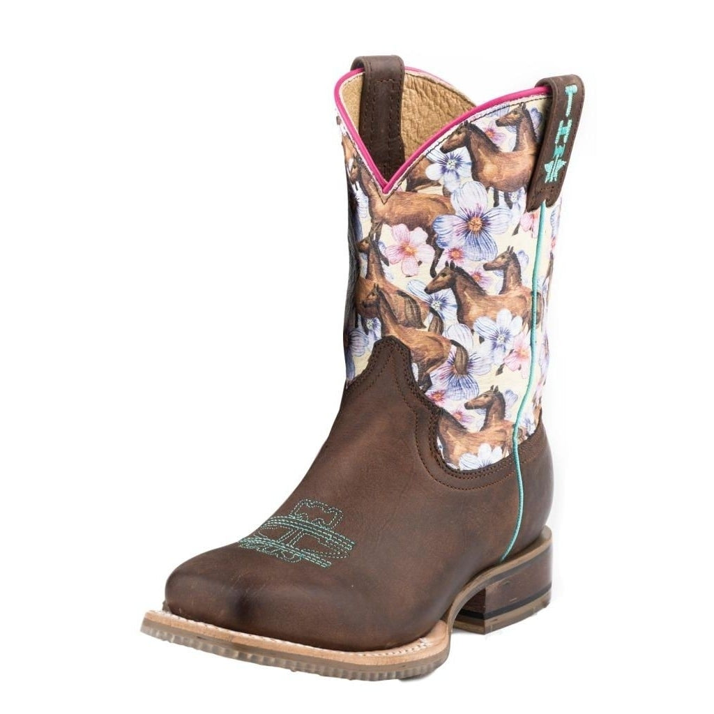 Tin Haul Western Boot Girl Chestnut Daisy Brown 14-018-0077-0825 BR Image 1