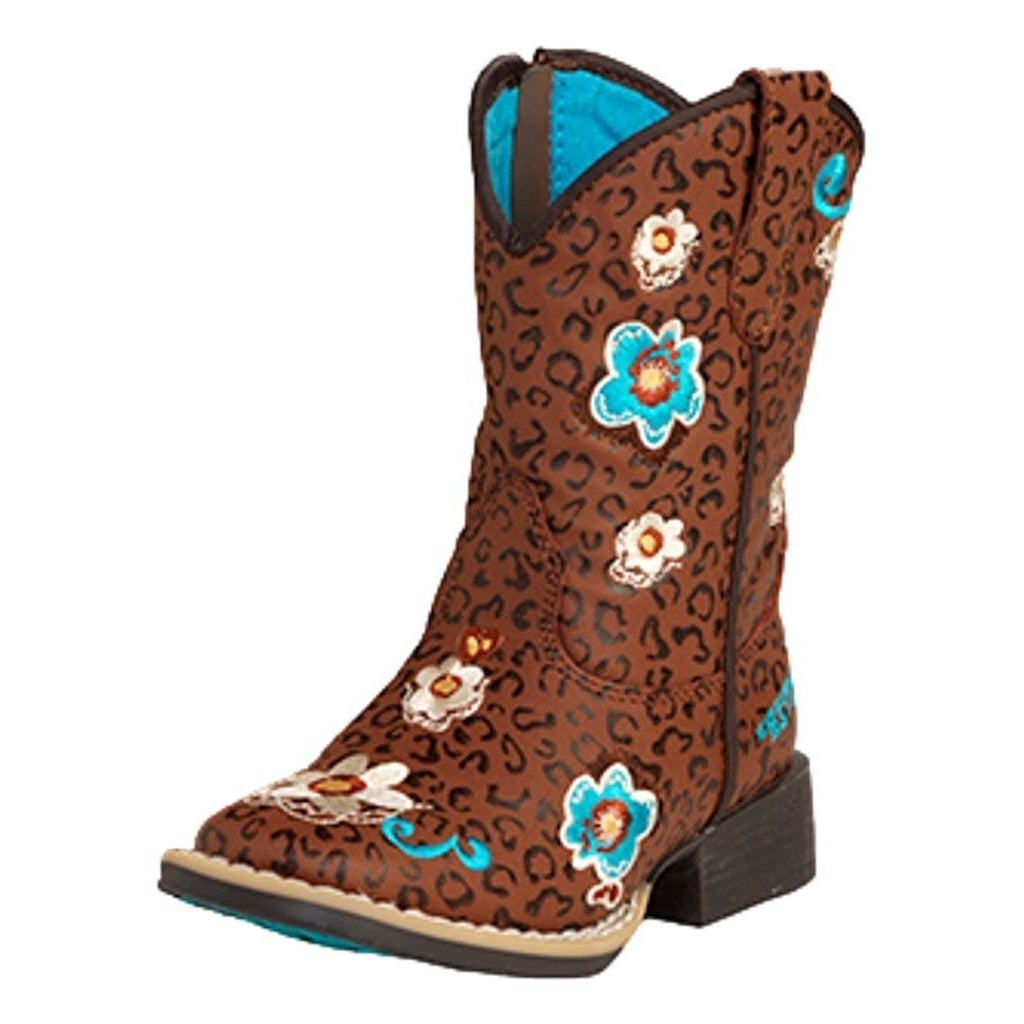 Twister Western Boots Girls Madelyn Cheetah Flowers Brown 4447702 Image 1