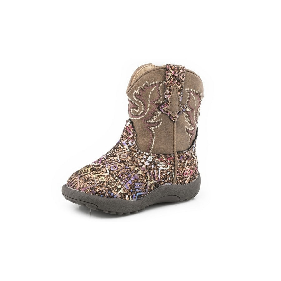 Roper Western Boot Girl Glitter Aztec Stitch Brown 09-016-1225-2986 BR Image 1