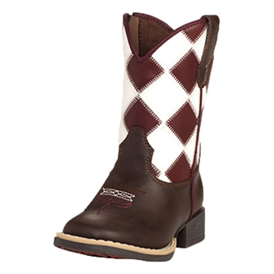 Twister Western Boots Boys Braxton Square Toe Checkered Brown 4448302 Image 1