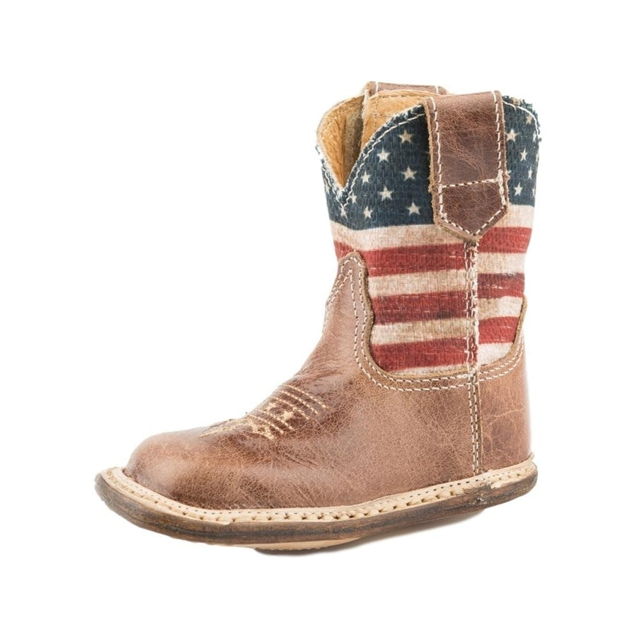 Roper Western Boots Boy Cowboy American Flag Brown 09-016-7912-1368 BR Image 1