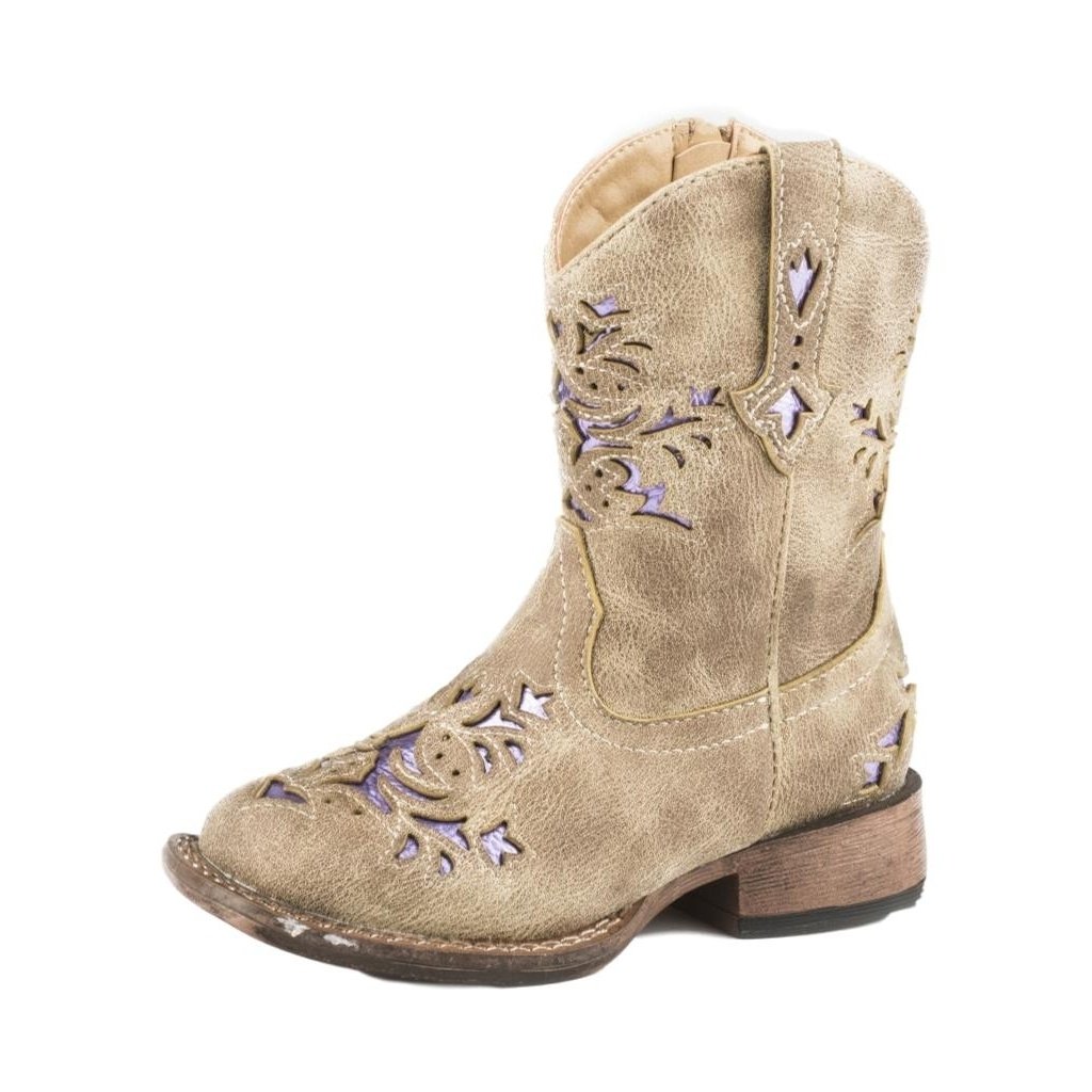 Roper Western Boots Girls Lola Inside Zipper Tan 09-017-1903-2132 TA Image 1