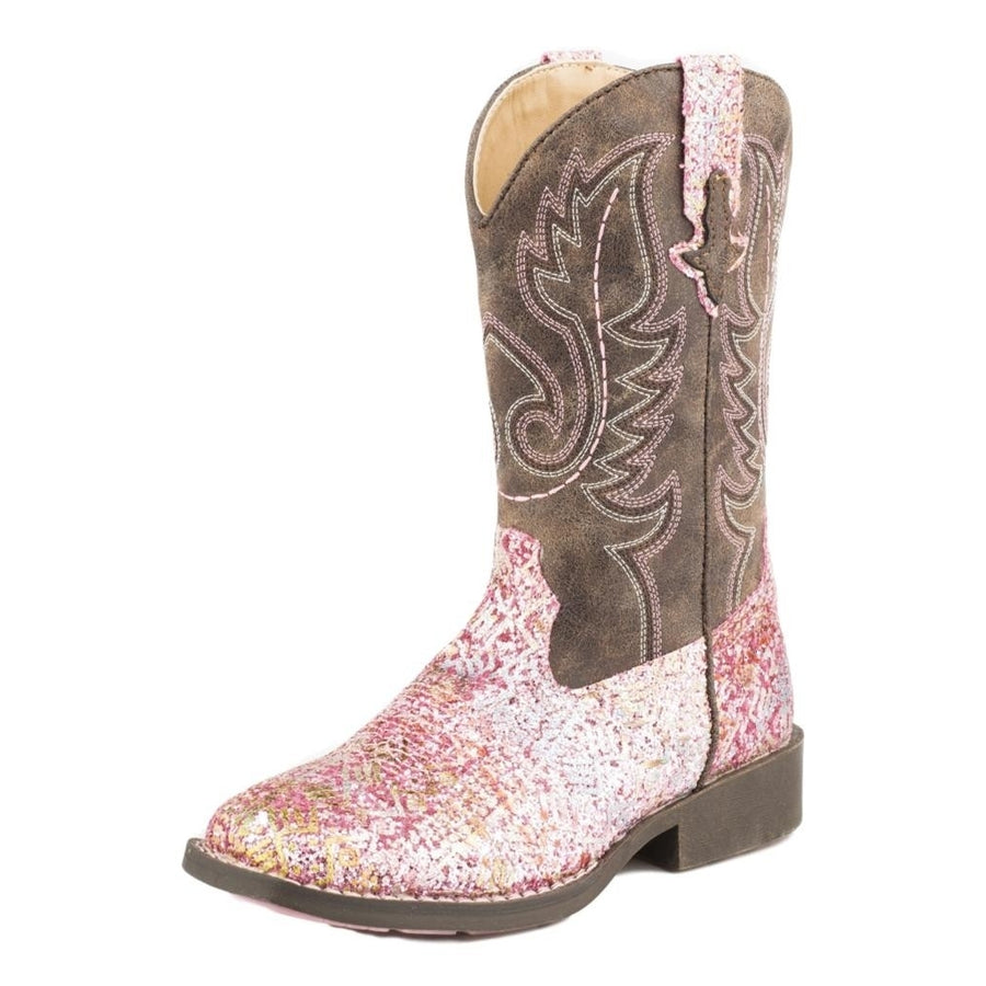 Roper Western Boot Girl Glitter Aztec Pink 09-018-1225-2062 PI Image 1