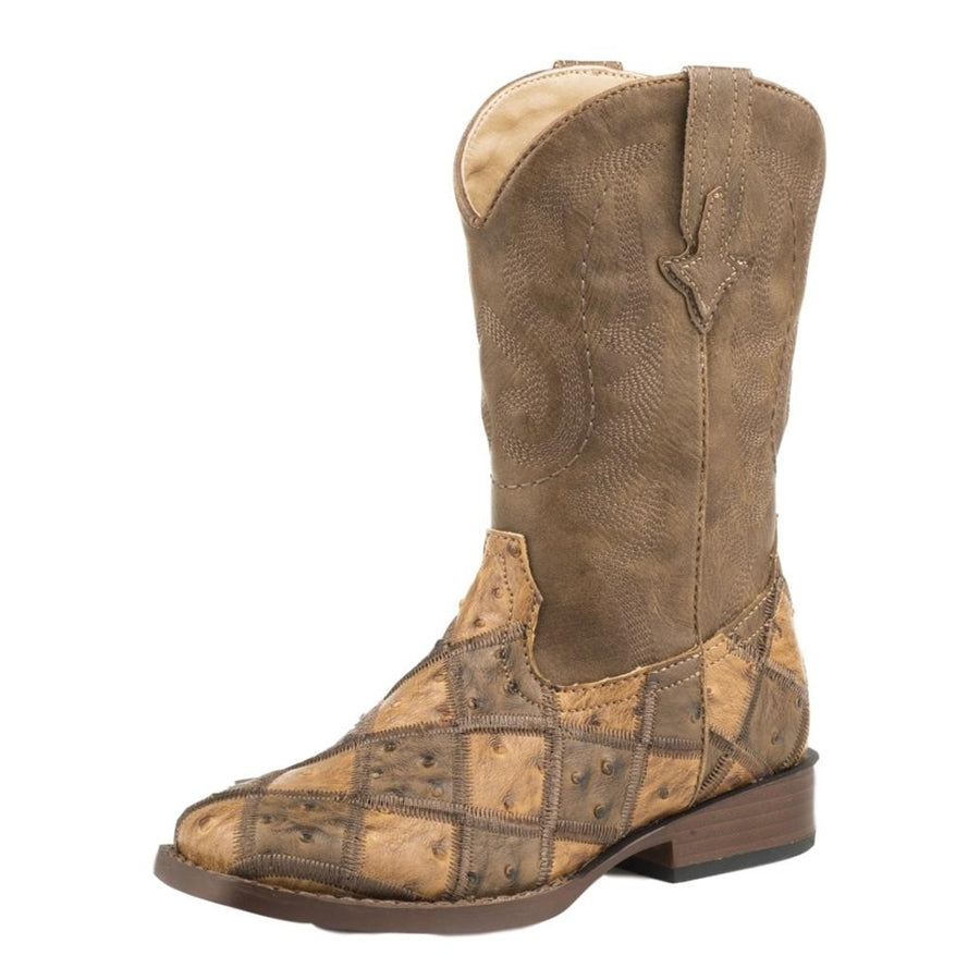 Roper Western Boots Boys Bird Blocks Tan 09-018-1902-2102 TA Image 1