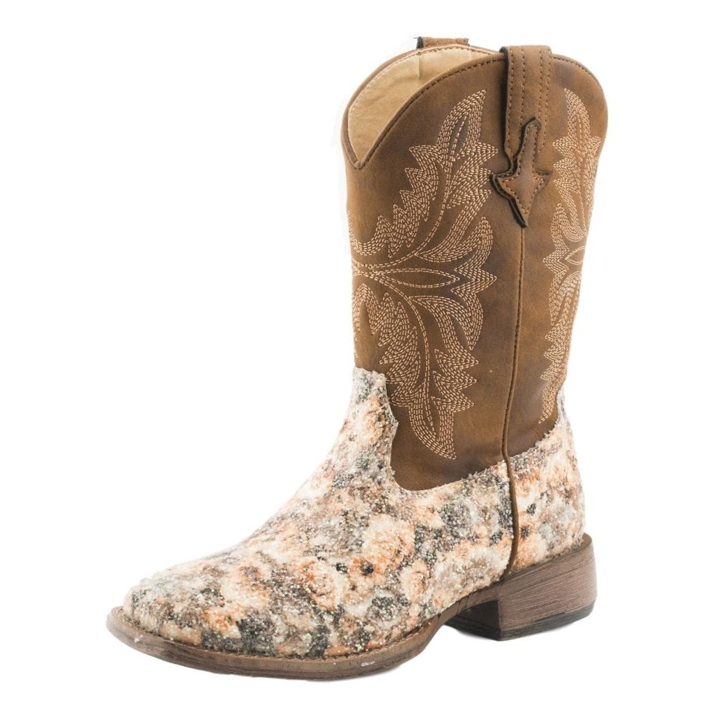 Roper Western Boots Girls Claire Floral Brown 09-018-1903-2136 BR Image 1