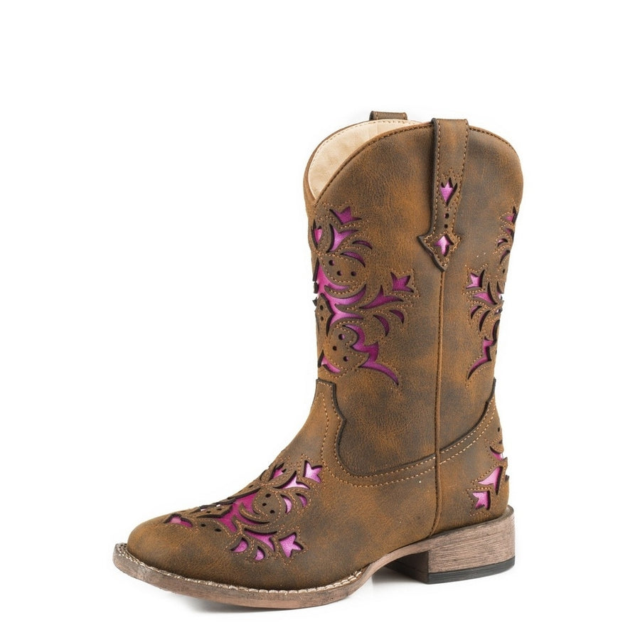 Roper Western Boots Girls Lola Pull On Brown 09-018-1903-2133 BR Image 1