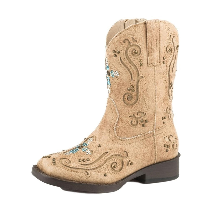 Roper Western Boots Girls Faith Inside Zipper Tan 09-017-1901-0990 TA Image 1