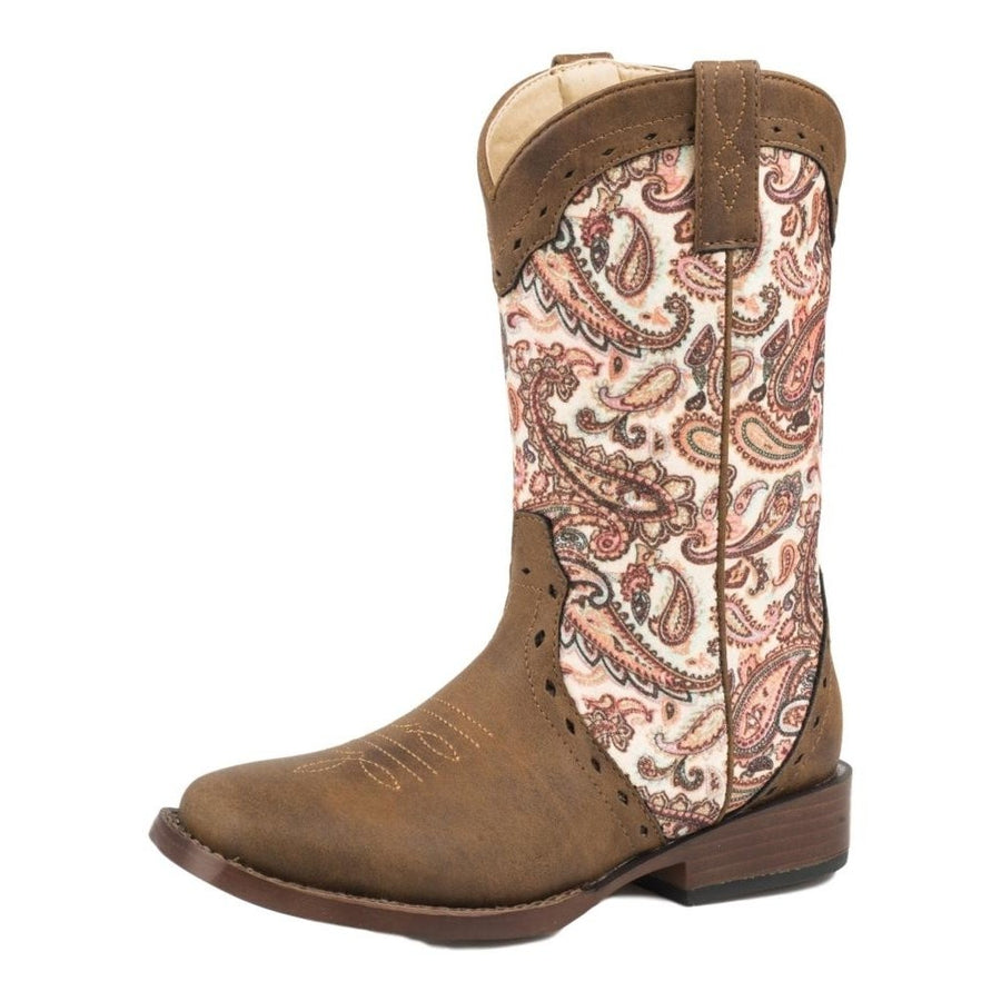 Roper Western Boots Girl Glitter Geo Brown 09-018-1901-1528 BR Image 1