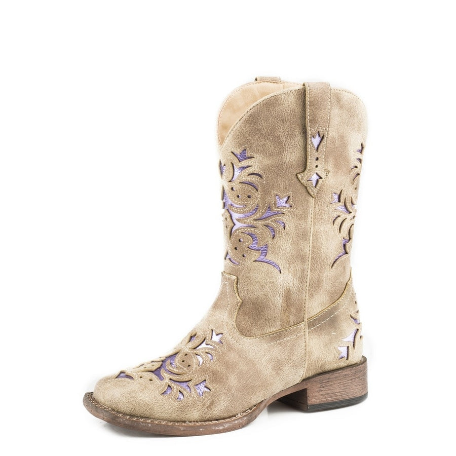 Roper Western Boots Girls Lola Square Toe Tan 09-018-1903-2132 TA Image 1