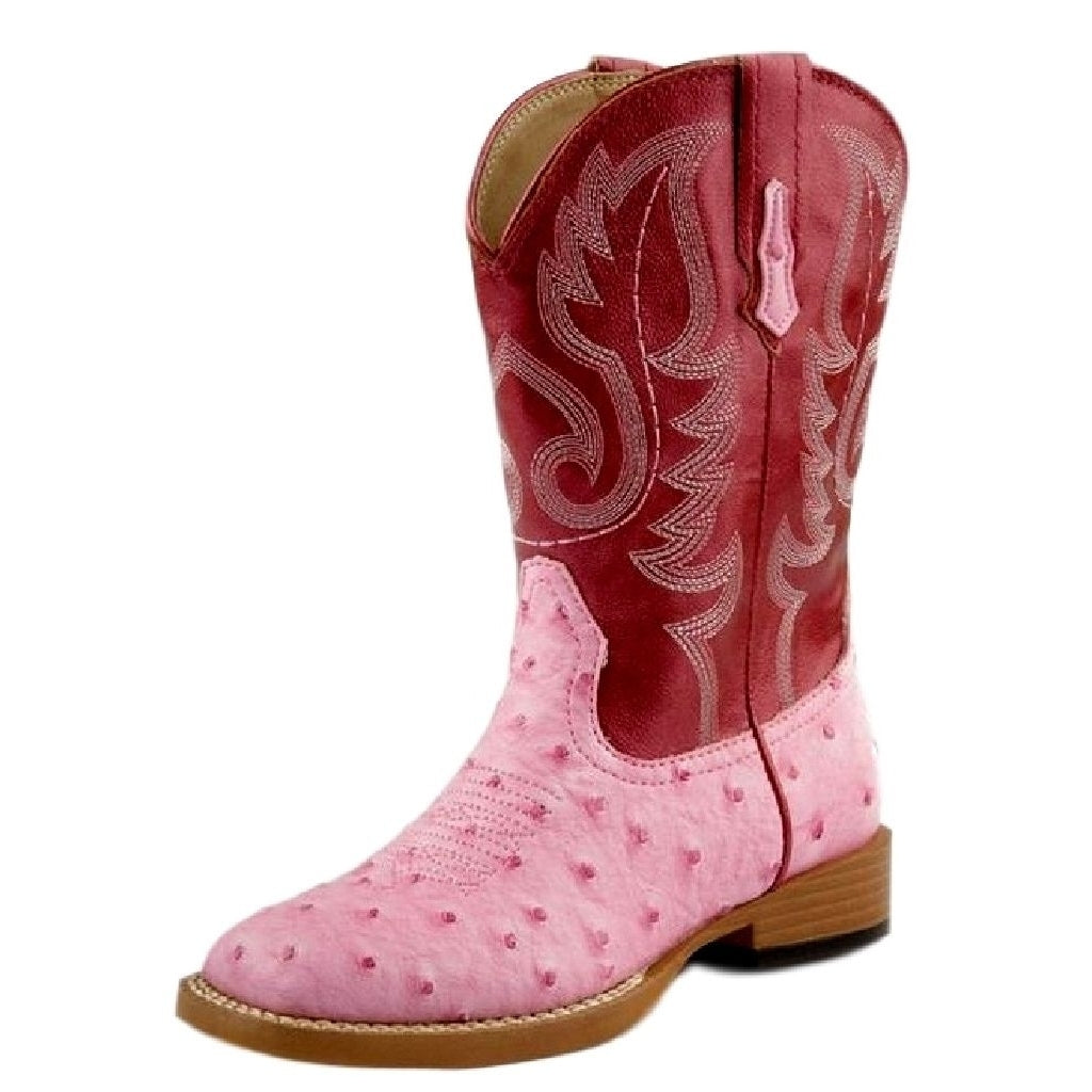 Roper Western Boots Girls Ostrich Faux Child Pink 09-018-1900-0051 PI Image 1