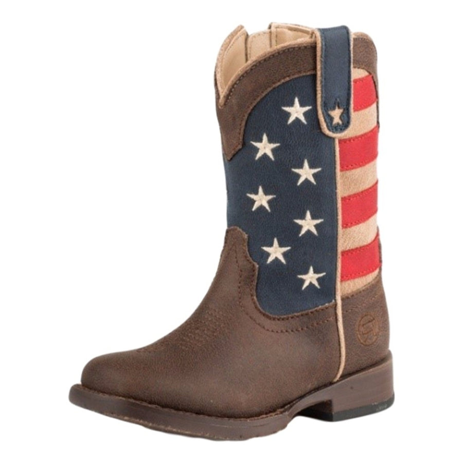 Roper Western Boot Boys American Patriot Brown 09-017-1902-0380 BR Image 1