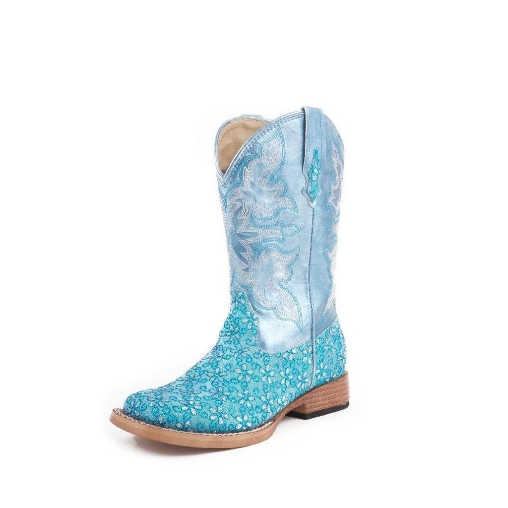 Roper Western Boots Girls Square Glitter Turquoise 09-018-1901-0027 GR Image 1