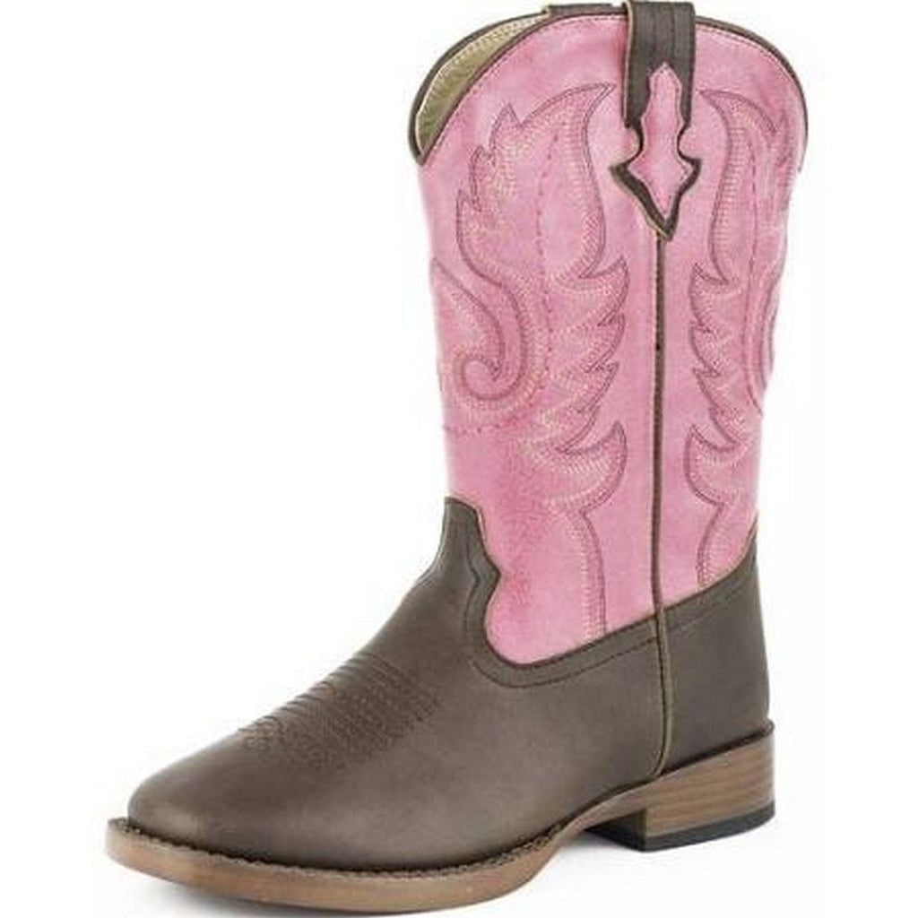 Roper Western Boots Girl Square Toe Pink Brown 09-018-1900-1702 PI Image 1