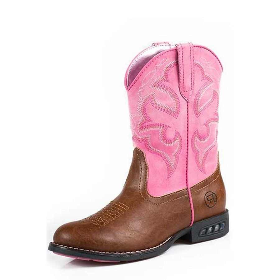 Roper Western Boots Girls Cowgirl Lights Tan Pink 09-018-1201-1234 TA Image 1