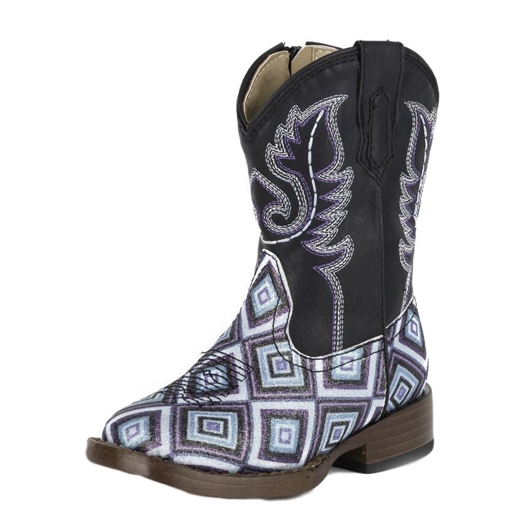 Roper Western Boots Girls Glitter Diamonds Black 09-017-1901-1523 BL Image 1