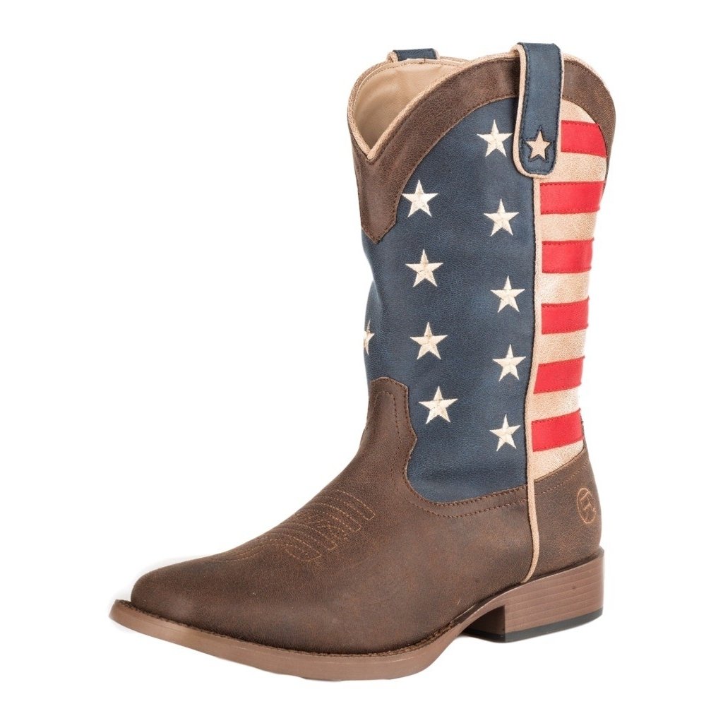 Roper Western Boot Boys American Patriot Brown 09-018-1902-0380 BR Image 1