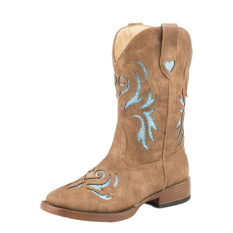 Roper Western Boots Girls Glitter Breeze Tan 09-018-1901-1549 TA Image 1